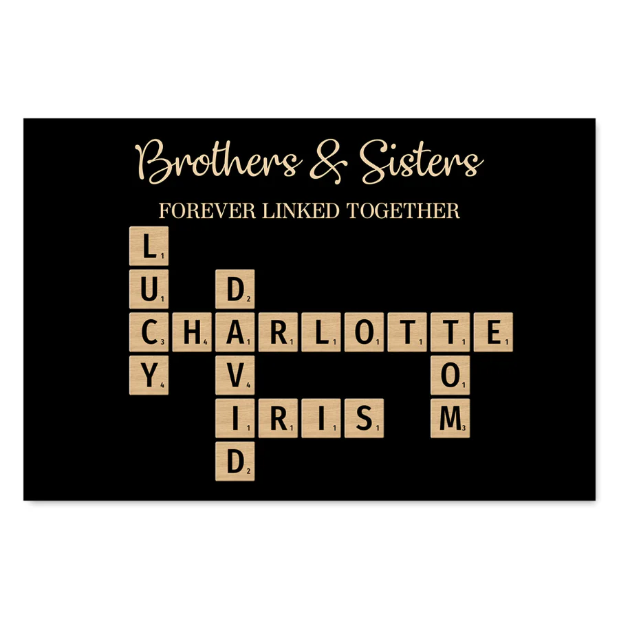 Brothers & Sisters Forever Linked Together Crossword Puzzle Art - Personalized Poster - Heartfelt Gift For Siblings, Family - Image 3