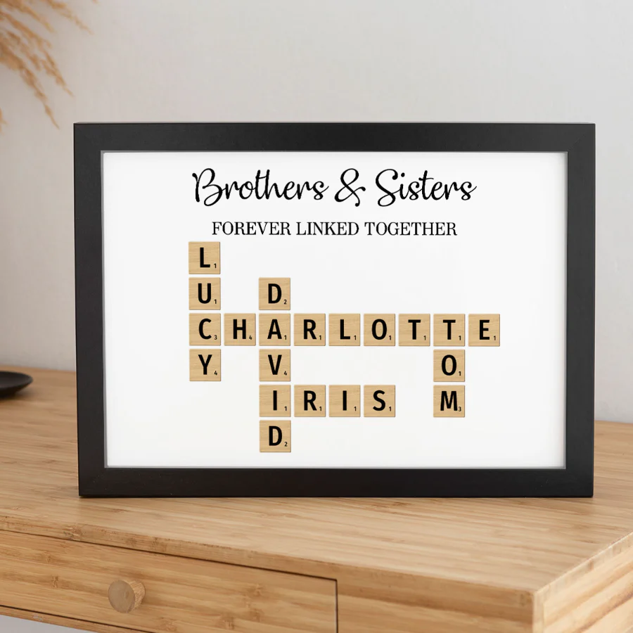 Brothers & Sisters Forever Linked Together Crossword Puzzle Art - Personalized Poster - Heartfelt Gift For Siblings, Family - Image 8