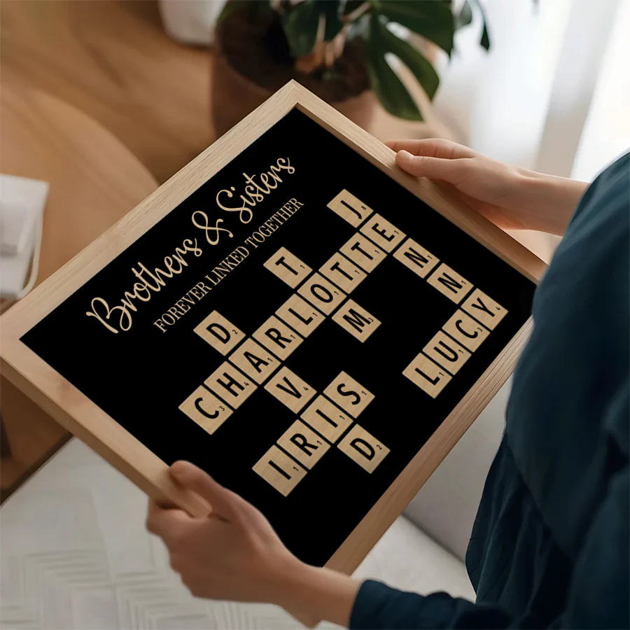 Brothers & Sisters Forever Linked Together Crossword Puzzle Art - Personalized Poster - Heartfelt Gift For Siblings, Family - Image 9