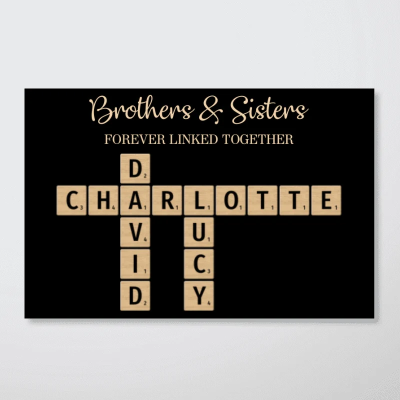 Brothers & Sisters Forever Linked Together Crossword Puzzle Art Personalized Poster, Gift For Brothers, Sisters, Siblings, Family - Image 12