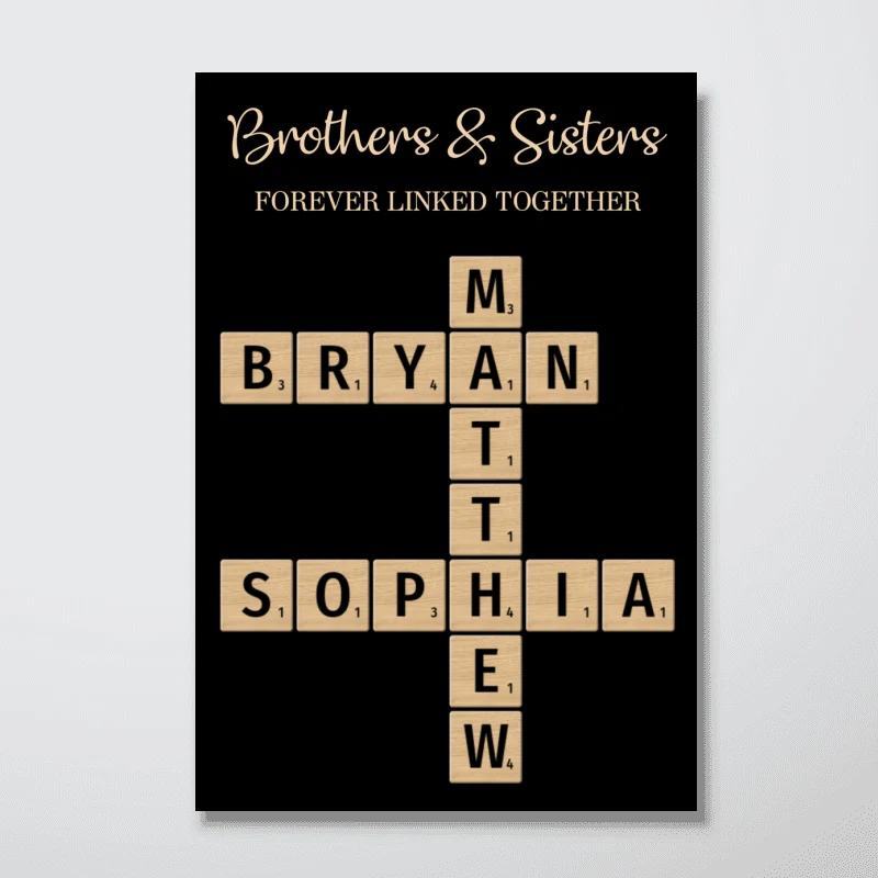 Brothers & Sisters, Forever Linked Together Crossword Puzzle Art Personalized Poster, Gift For Brothers, Sisters, Siblings, Family - Image 10
