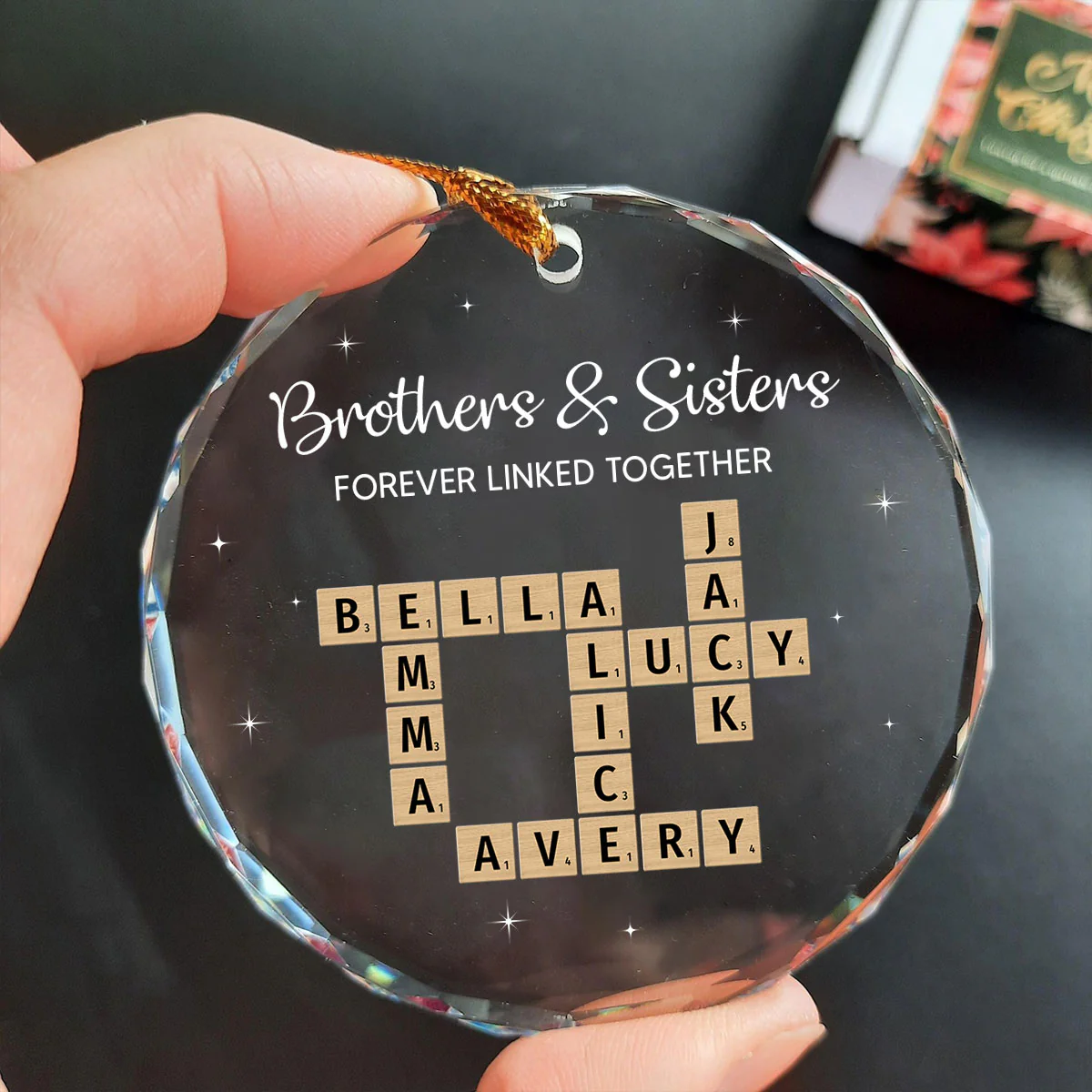 Brothers & Sisters Forever Linked Together Personalized Glass Ornament, Christmas Gift For Brothers, Sisters, Siblings, Family - Image 7