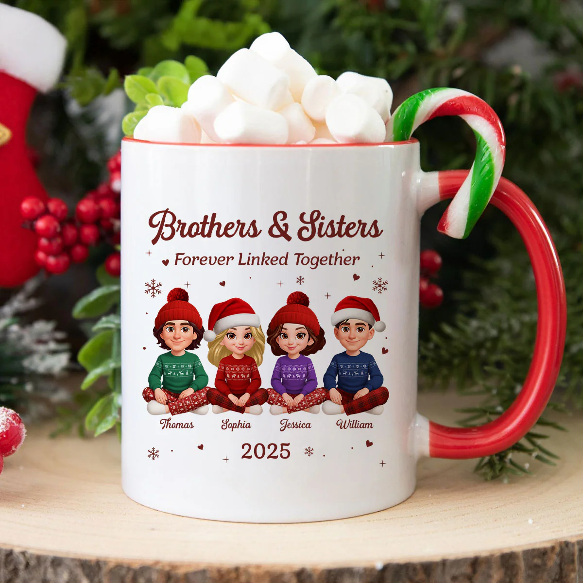 Brothers Sisters Forever Linked Together - Personalized Mug - Christmas Gift For Brothers, Sisters, Siblings - Image 11