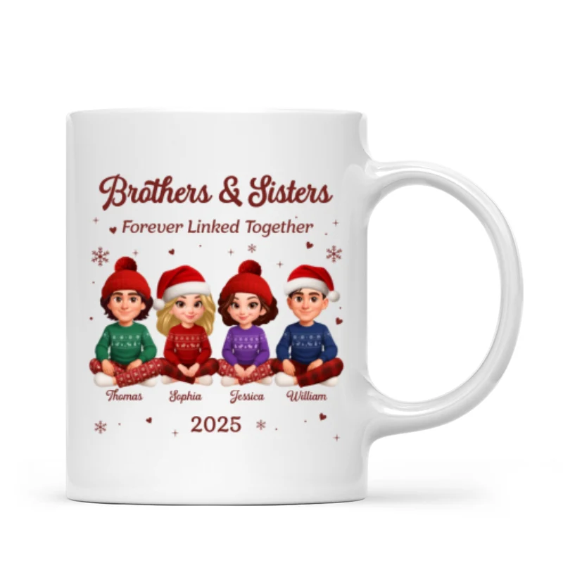 Brothers Sisters Forever Linked Together - Personalized Mug - Christmas Gift For Brothers, Sisters, Siblings - Image 12