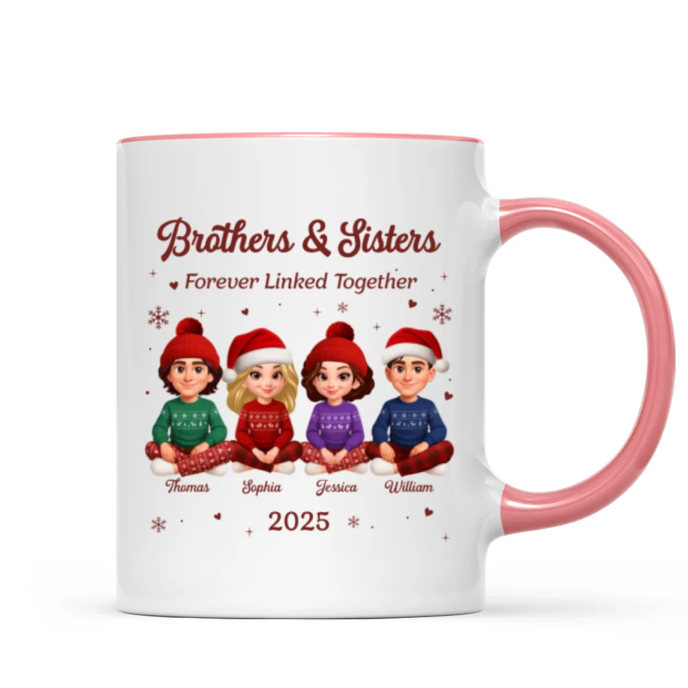 Brothers Sisters Forever Linked Together - Personalized Mug - Christmas Gift For Brothers, Sisters, Siblings - Image 17