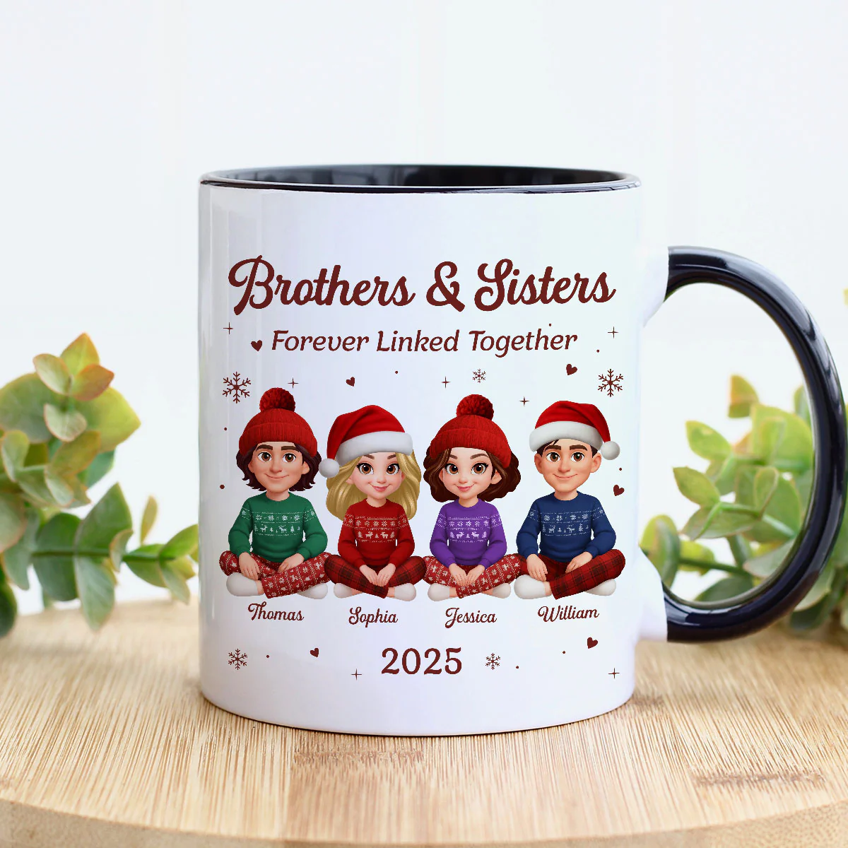 Brothers Sisters Forever Linked Together - Personalized Mug - Christmas Gift For Brothers, Sisters, Siblings - Image 2