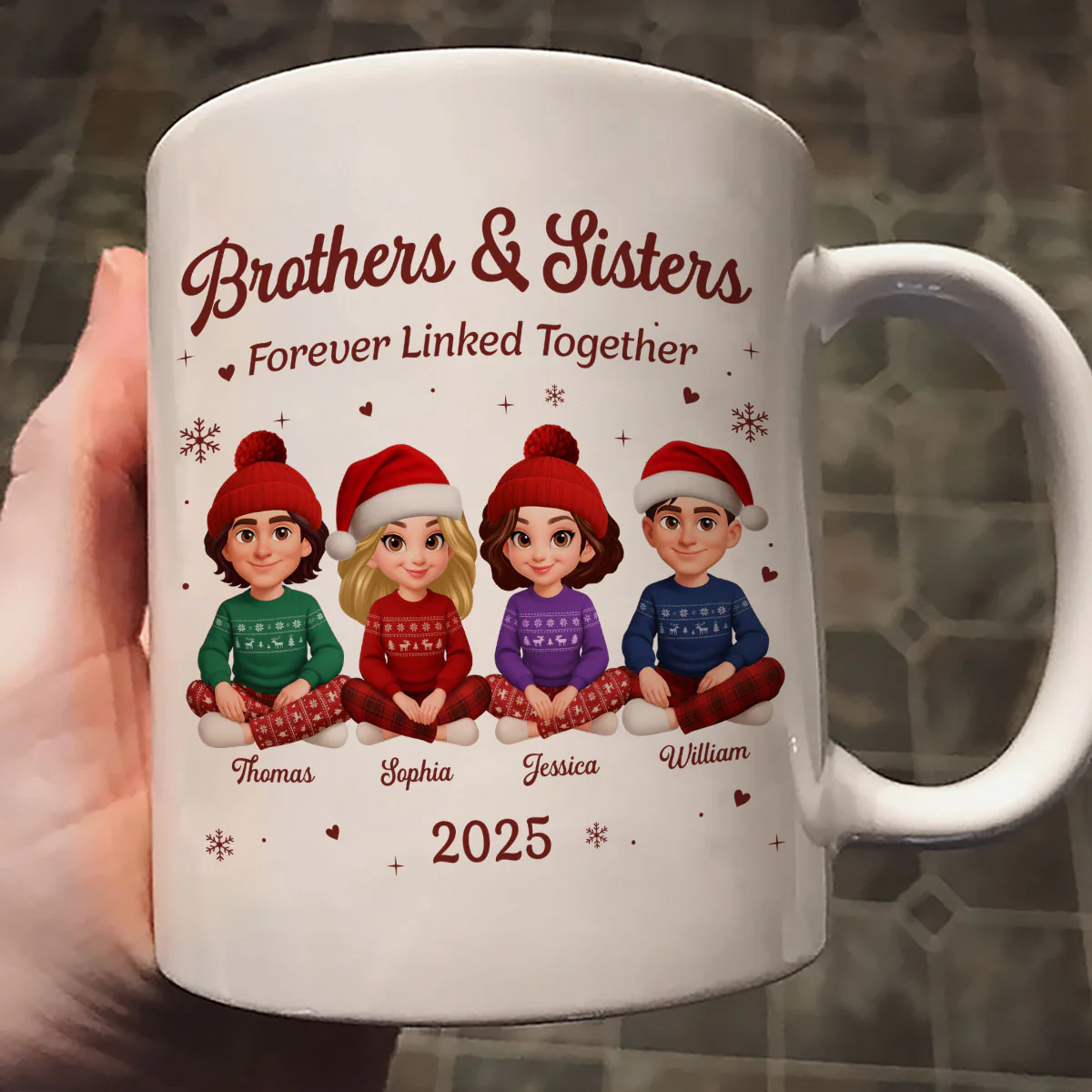 Brothers Sisters Forever Linked Together - Personalized Mug - Christmas Gift For Brothers, Sisters, Siblings - Image 7
