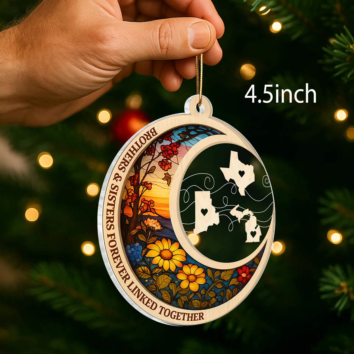 Brothers & Sisters Never Apart At Heart - Personalized Acrylic Ornament - Heartwarming Christmas Gift For Long Distance Brothers & Sisters - Image 2