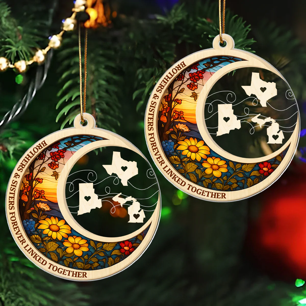 Brothers & Sisters Never Apart At Heart - Personalized Acrylic Ornament - Heartwarming Christmas Gift For Long Distance Brothers & Sisters - Image 3
