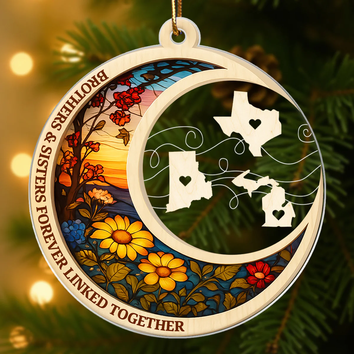 Brothers & Sisters Never Apart At Heart - Personalized Acrylic Ornament - Heartwarming Christmas Gift For Long Distance Brothers & Sisters - Image 4