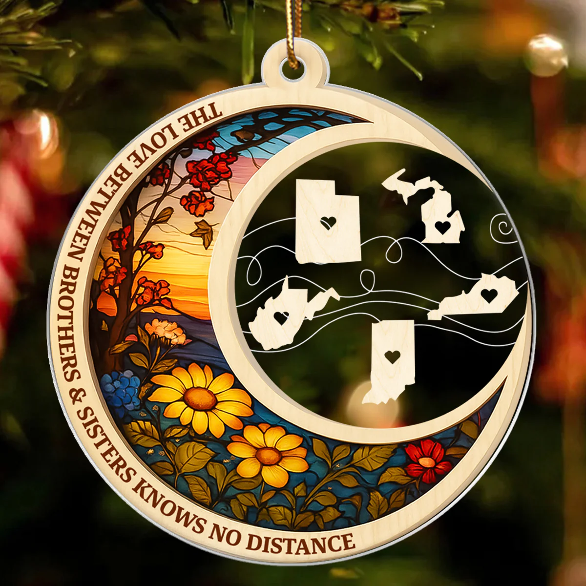 Brothers & Sisters Never Apart At Heart - Personalized Acrylic Ornament - Heartwarming Christmas Gift For Long Distance Brothers & Sisters - Image 5