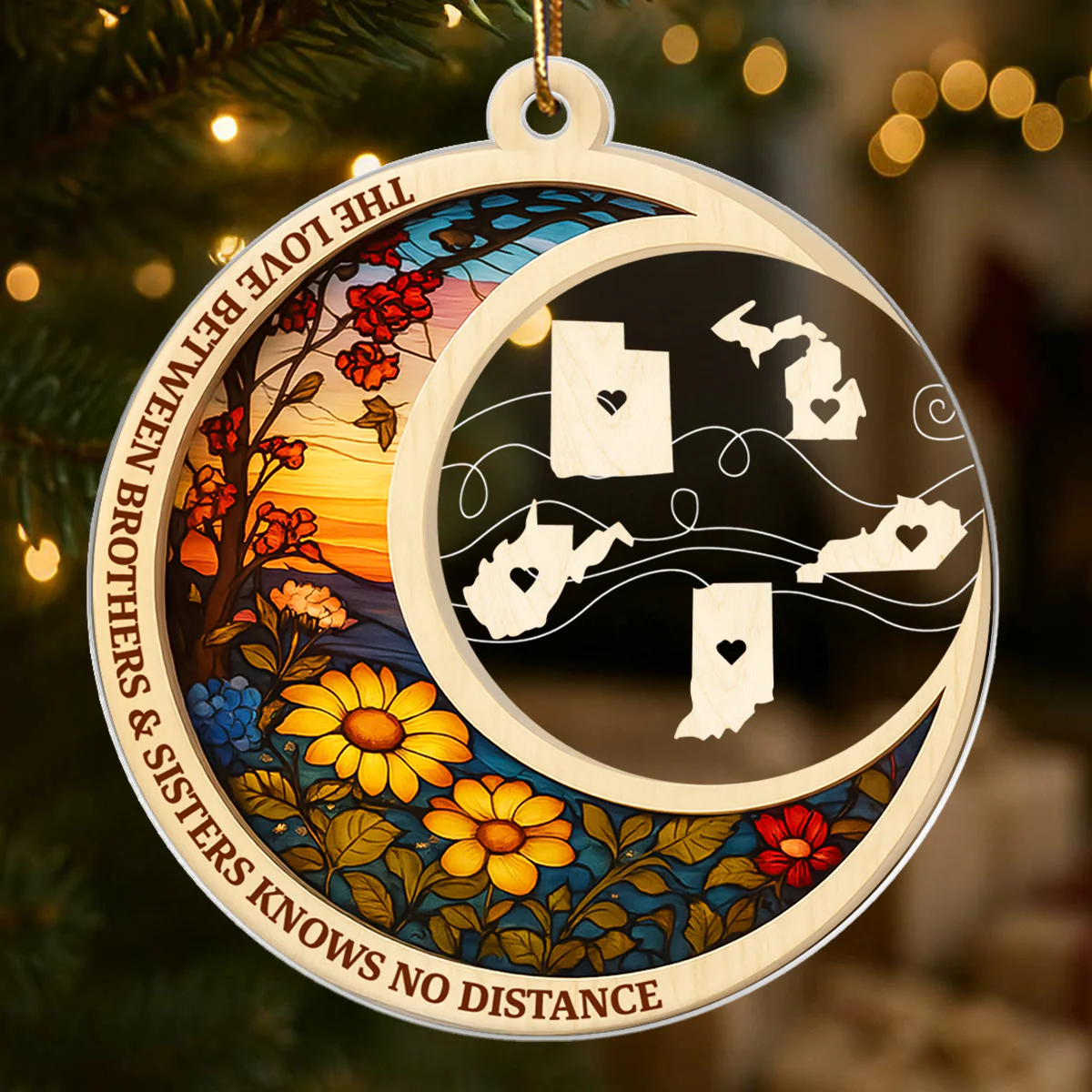 Brothers & Sisters Never Apart At Heart - Personalized Acrylic Ornament - Heartwarming Christmas Gift For Long Distance Brothers & Sisters - Image 7