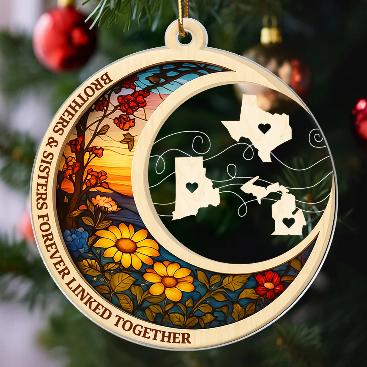 Brothers & Sisters Never Apart At Heart - Personalized Acrylic Ornament - Heartwarming Christmas Gift For Long Distance Brothers & Sisters - Image 8