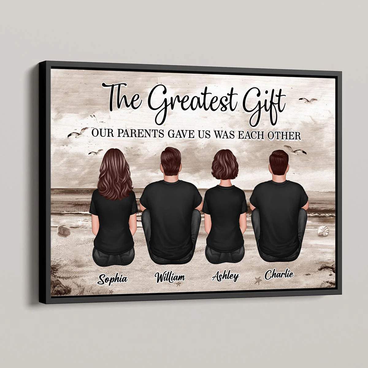 Brothers Sisters Siblings Retro Vintage Beach Landscape - Personalized Poster - Christmas Gift For Sisters, Brothers, Siblings - Image 4