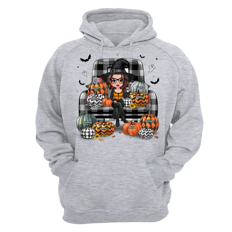 Buffalo Plaid Halloween Truck Pumpkin Doll Grandma Mom Witch Personalized Shirt - Image 14