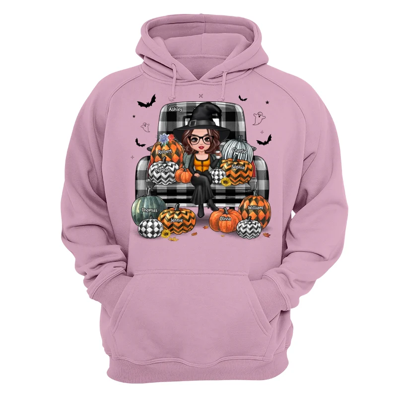 Buffalo Plaid Halloween Truck Pumpkin Doll Grandma Mom Witch Personalized Shirt - Image 15