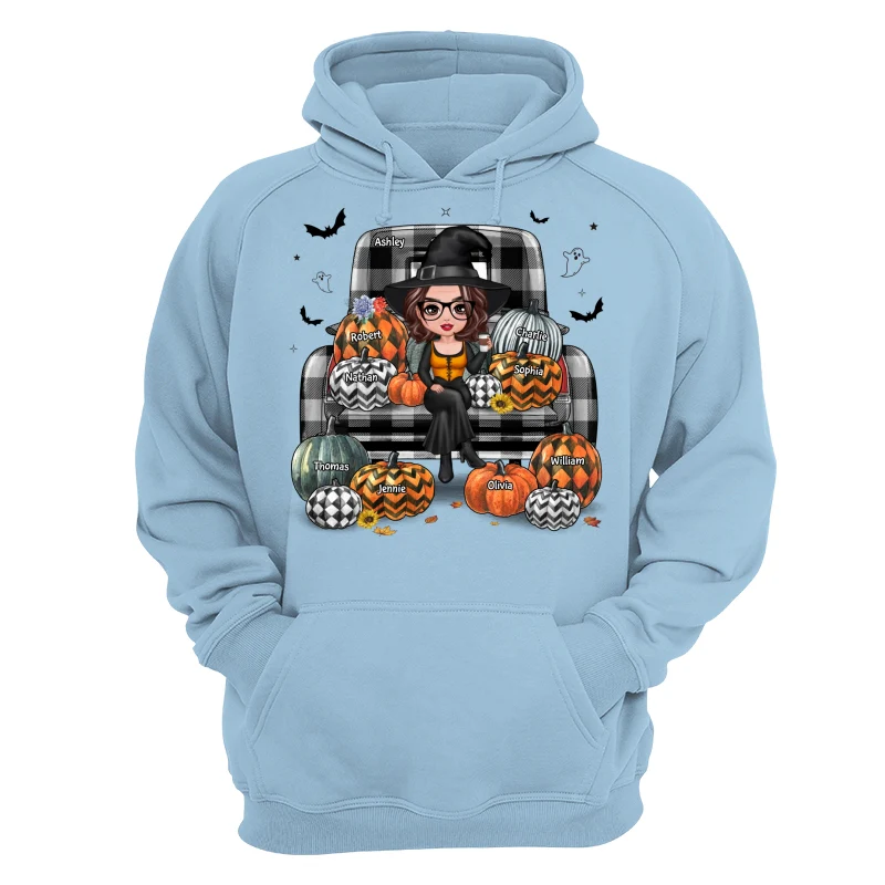 Buffalo Plaid Halloween Truck Pumpkin Doll Grandma Mom Witch Personalized Shirt - Image 16