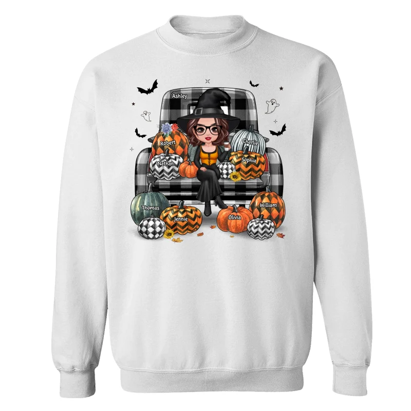 Buffalo Plaid Halloween Truck Pumpkin Doll Grandma Mom Witch Personalized Shirt - Image 17