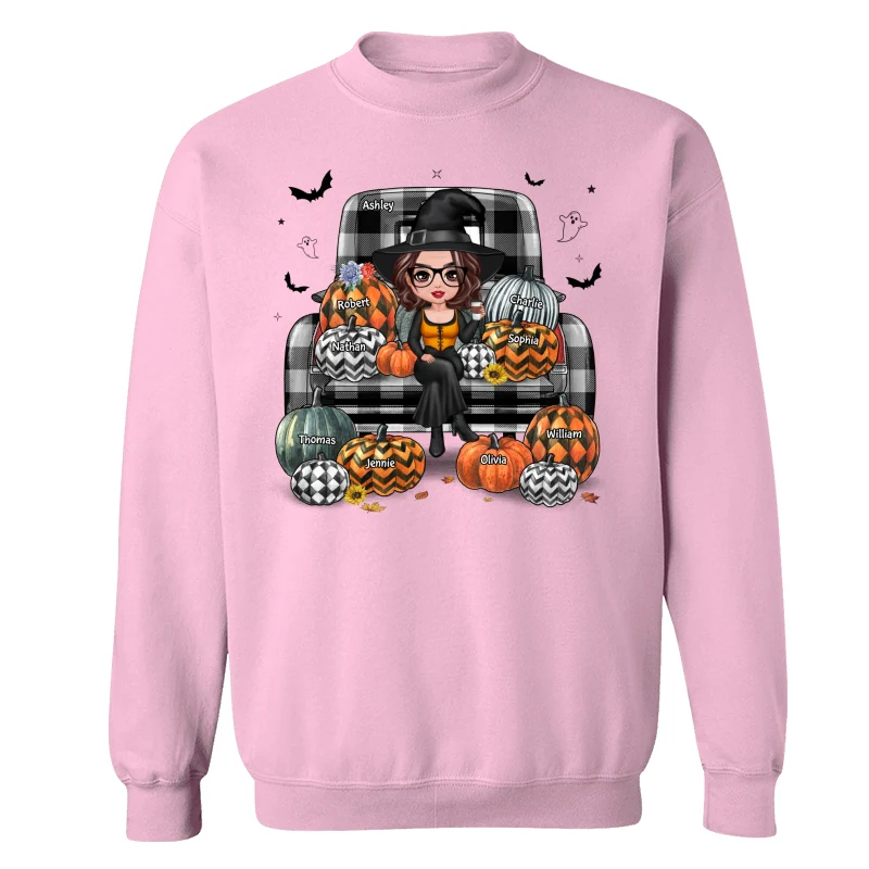 Buffalo Plaid Halloween Truck Pumpkin Doll Grandma Mom Witch Personalized Shirt - Image 19