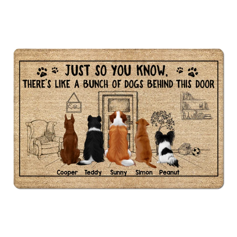 Bunch Of Dogs Behind This Door Funny Gift For Dog Lovers Personalized Doormat - Image 3