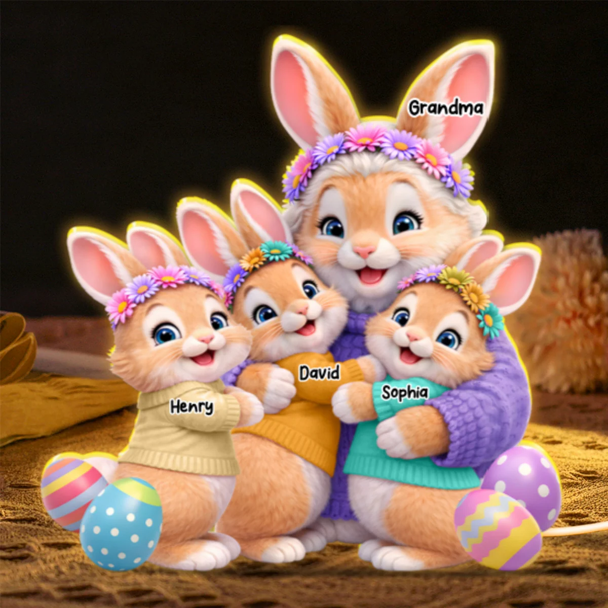 Bunny Easter Grandma with Grandkids' Names - Personalized Light Box - Easter Decor for Grandma - Image 10
