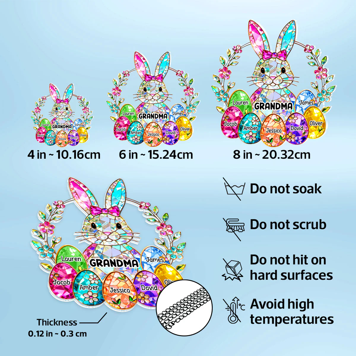 Bunny Grandma Easter Gift - Personalized Acrylic Suncatcher Ornament - Easter Gift, Mother's Day Gift for Grandma, Mom, Wife - Image 6