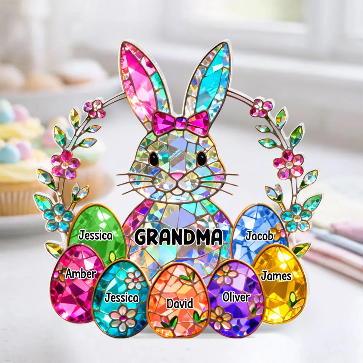 Bunny Grandma Easter Gift - Personalized Acrylic Block Plaque - Easter Decor for Grandma - Image 10