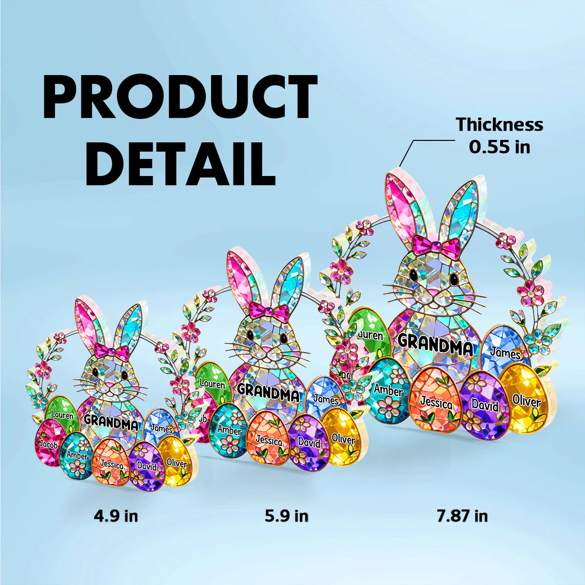 Bunny Grandma Easter Gift - Personalized Acrylic Block Plaque - Easter Decor for Grandma - Image 8