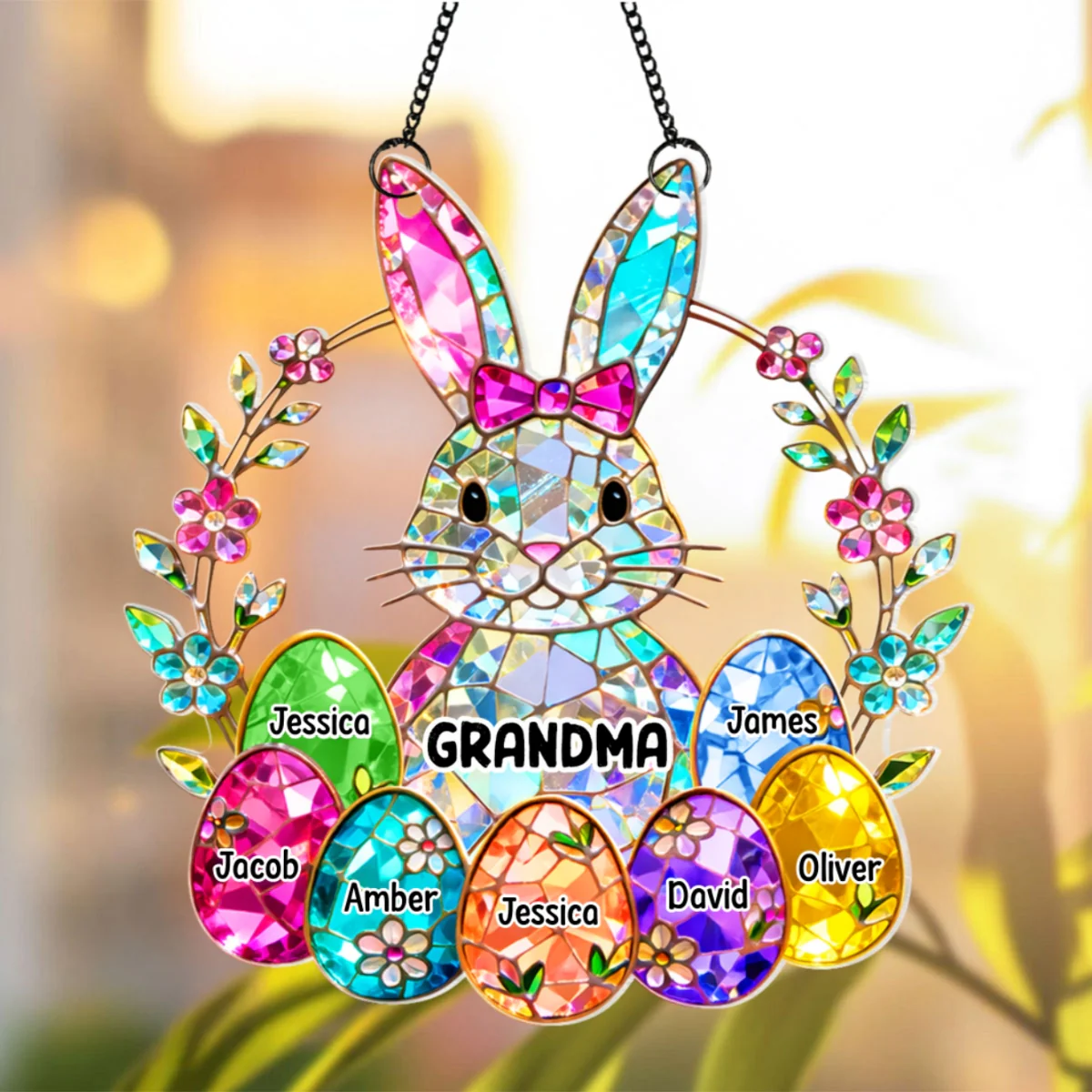 Bunny Grandma Easter Gift - Personalized Acrylic Suncatcher Ornament - Easter Gift, Mother's Day Gift for Grandma, Mom, Wife - Image 9