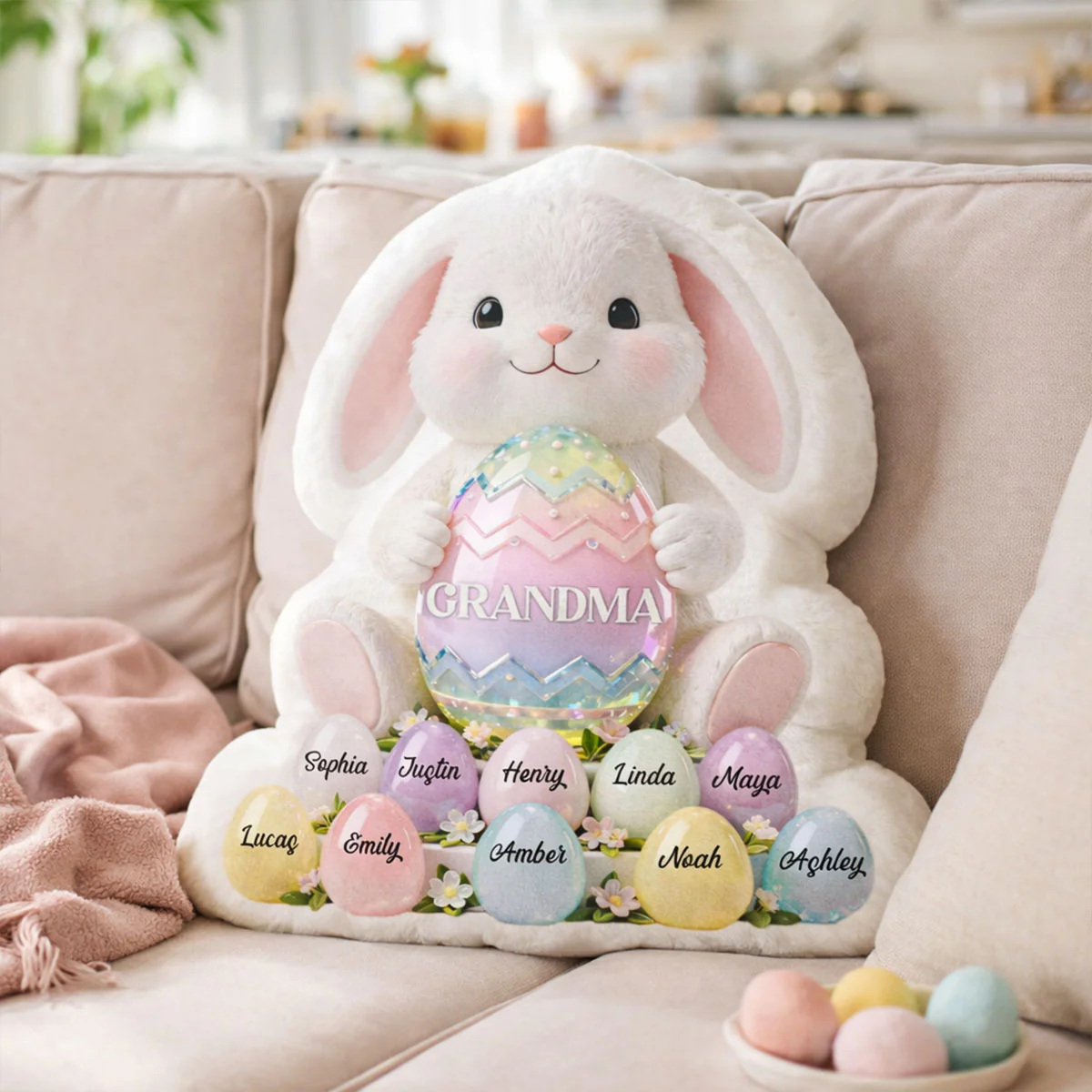 Bunny Grandma Easter - Personalized Custom Shaped Pillow - Easter Decor for Grandma - Image 4