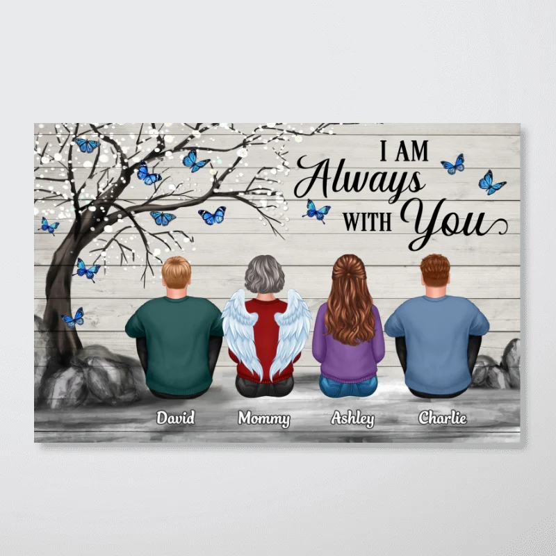 Butterflies Blossom Tree Family Sitting Memorial Remembrance Gift Personalized Horizontal Poster - Image 4