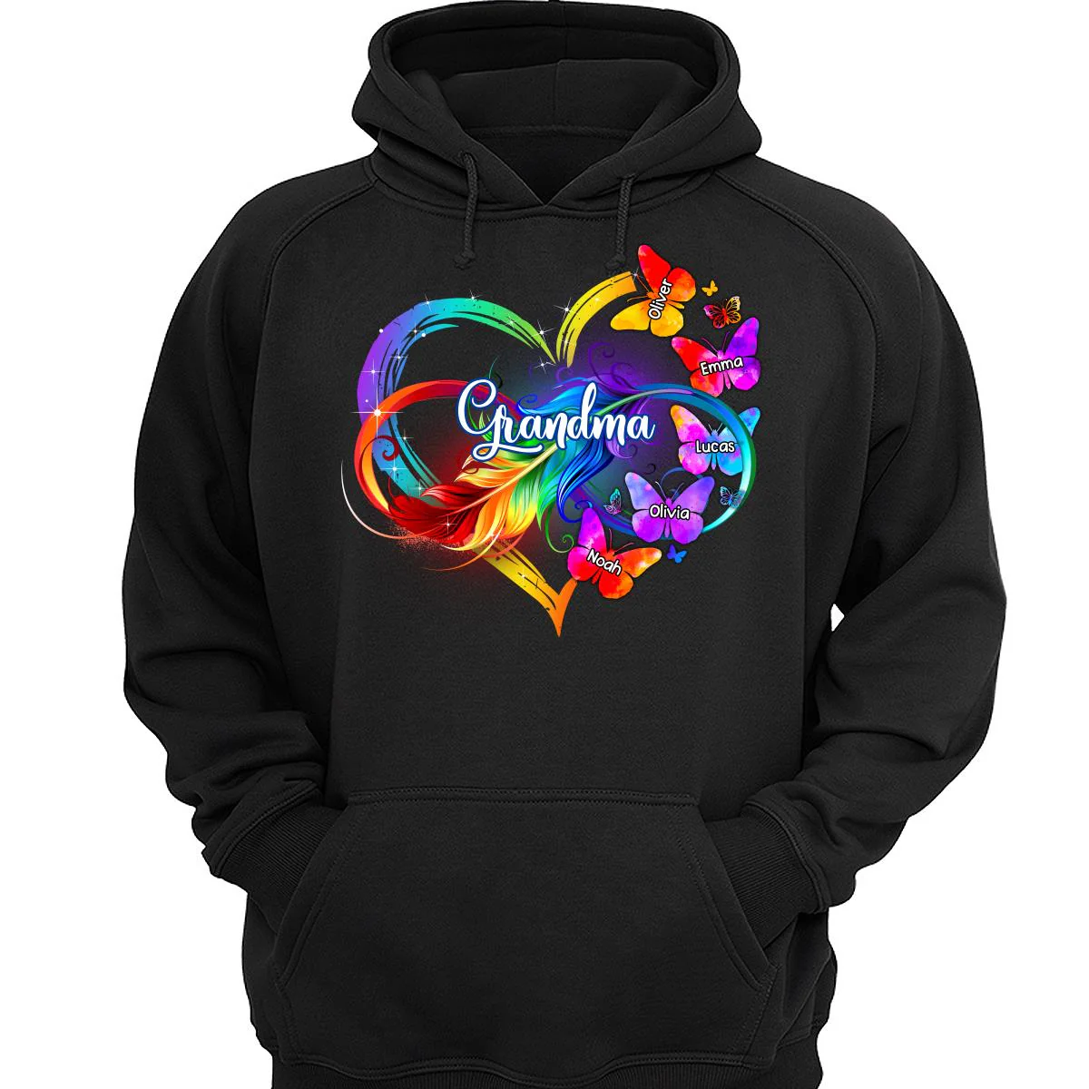 Butterflies Infinity Heart Grandma Mom Personalized Shirt - Image 3