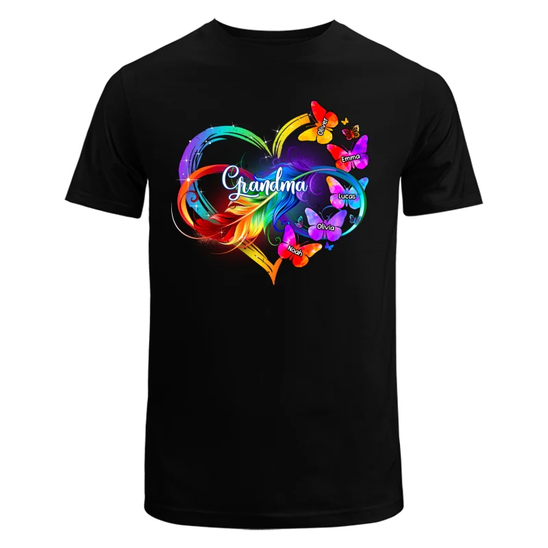 Butterflies Infinity Heart Grandma Mom Personalized Shirt - Image 5