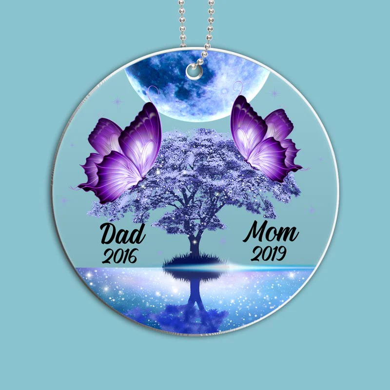 Butterflies Moon Family Memorial Personalized Acrylic Ornament - Image 2