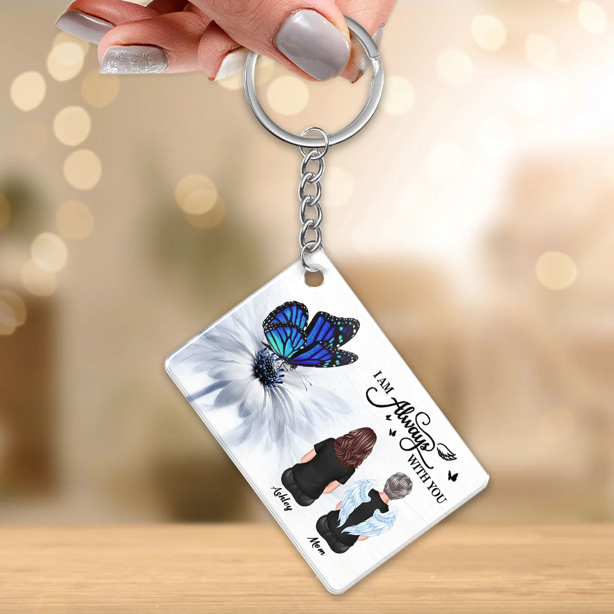 Butterfly I Am Always With You Memorial Sympathy Gift Remembrance Keepsake - Personalized Acrylic Keychain - Image 4