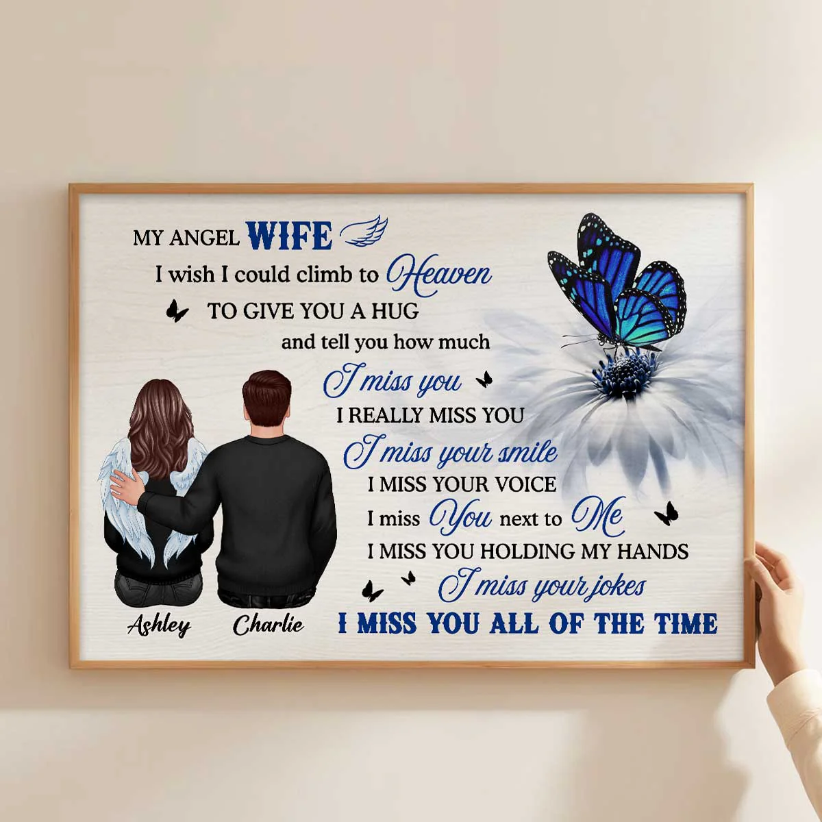 Butterfly I'm Not A Widow Even Death Can't Stop Me Loving Him Memorial Personalized Poster - Image 3
