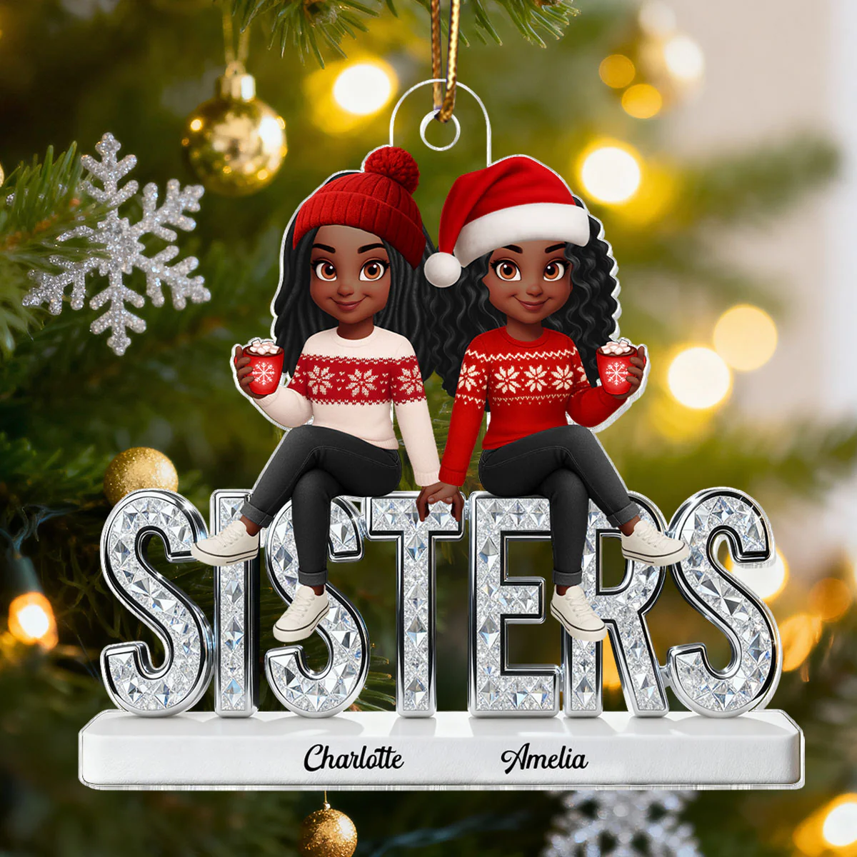 [BUY 1 GET 1 FREE] 3D Shinning Effect Sisters Forever Christmas - Personalized Acrylic Ornament - Gift For Sisters - Image 10