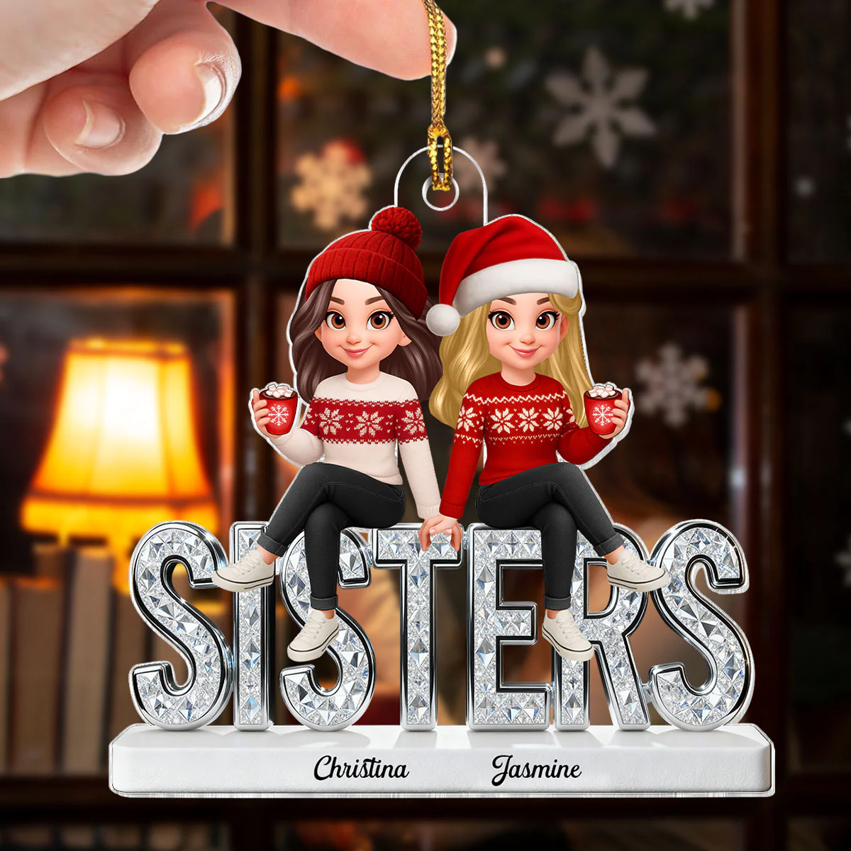 [BUY 1 GET 1 FREE] 3D Shinning Effect Sisters Forever Christmas - Personalized Acrylic Ornament - Gift For Sisters - Image 5