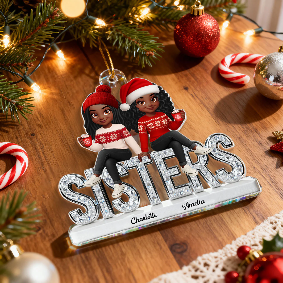 [BUY 1 GET 1 FREE] 3D Shinning Effect Sisters Forever Christmas - Personalized Acrylic Ornament - Gift For Sisters - Image 7