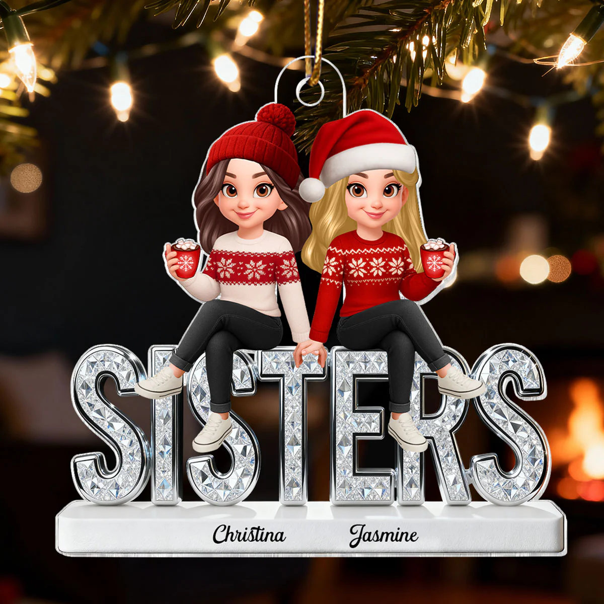 [BUY 1 GET 1 FREE] 3D Shinning Effect Sisters Forever Christmas - Personalized Acrylic Ornament - Gift For Sisters - Image 9