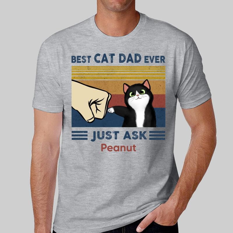 Best Cat Dad Ever - Personalized Father's Day Gift | Premium Cotton T-Shirt - Image 2
