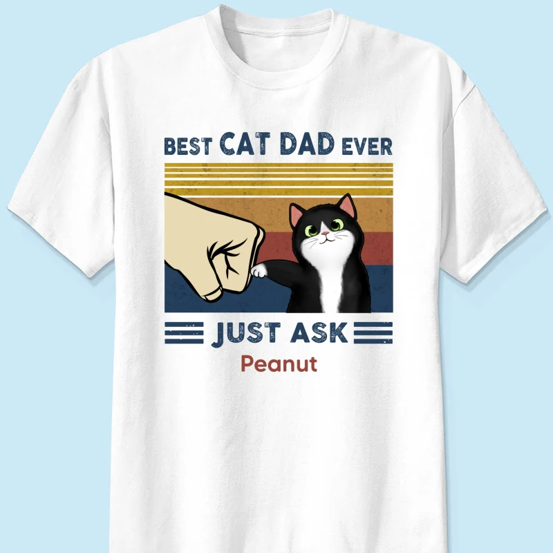 Best Cat Dad Ever - Personalized Father's Day Gift | Premium Cotton T-Shirt - Image 6