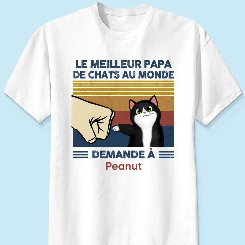 Cadeau parfait pour les papas de chats – T-shirt personnalisé avec check de poing avec votre chat - Image 11