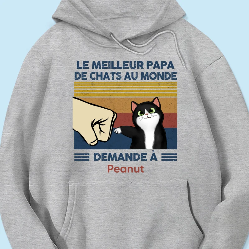 Cadeau parfait pour les papas de chats – T-shirt personnalisé avec check de poing avec votre chat - Image 17