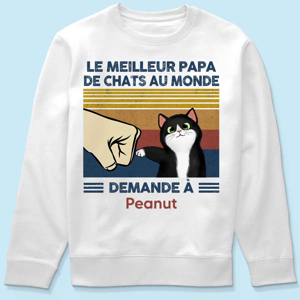 Cadeau parfait pour les papas de chats – T-shirt personnalisé avec check de poing avec votre chat - Image 8