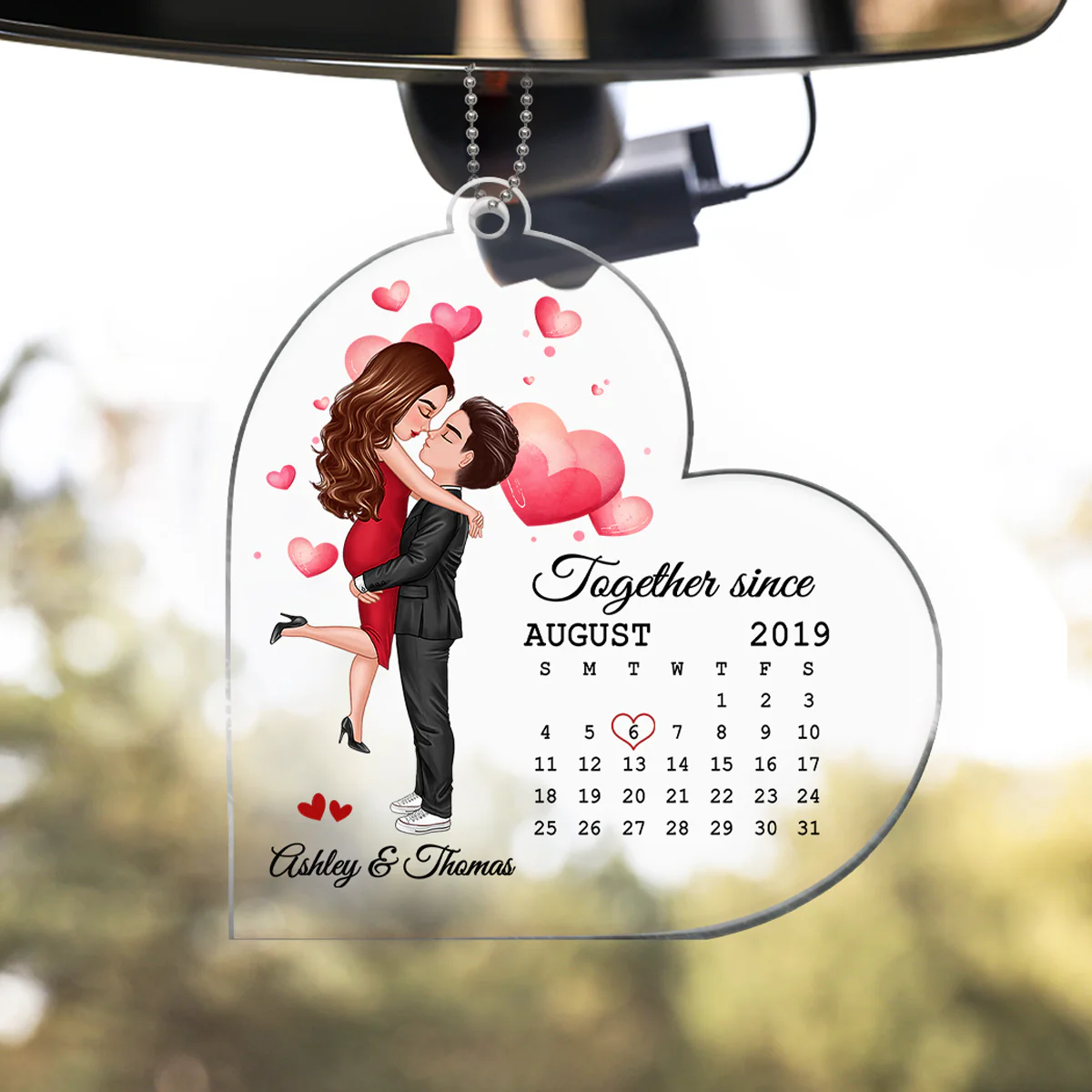 Calendar Couple Kissing Hugging Personalized Acrylic Ornament - Anniversary Gift For Couple - Gift For Him Gift For Her - Image 3