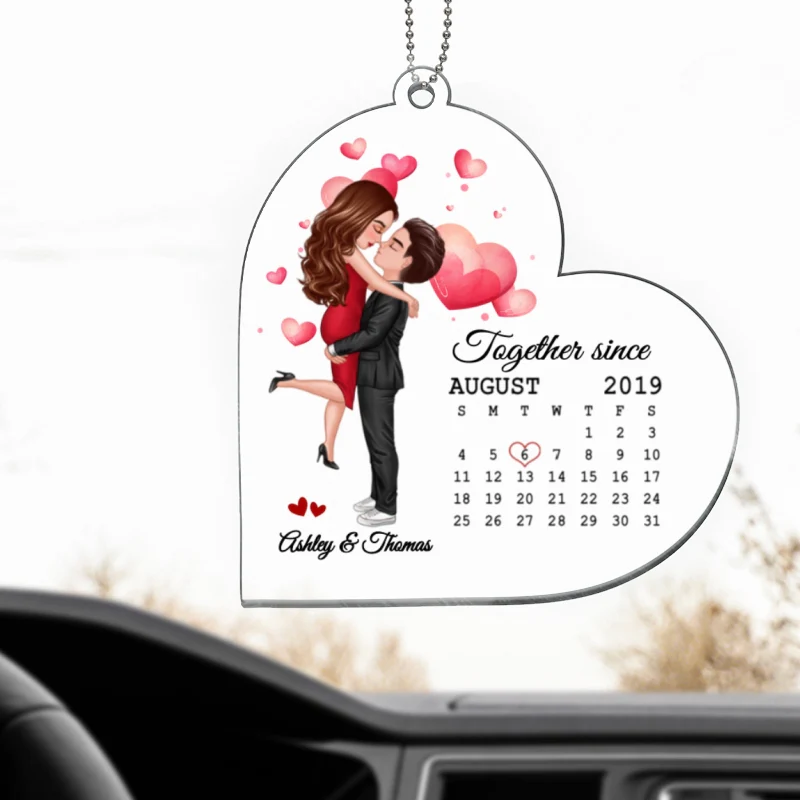Calendar Couple Kissing Hugging Personalized Acrylic Ornament - Anniversary Gift For Couple - Gift For Him Gift For Her - Image 4