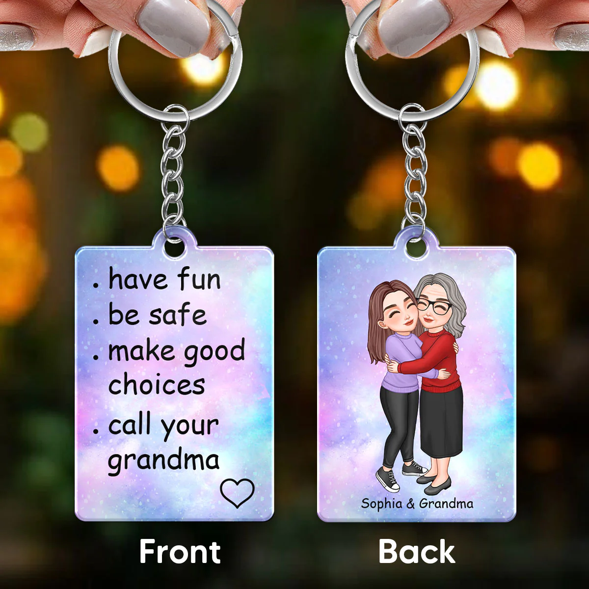 Call Your Grandma Gift For Teen Adult Kid Granddaughter Grandson Personalized Acrylic Keychain - Image 3