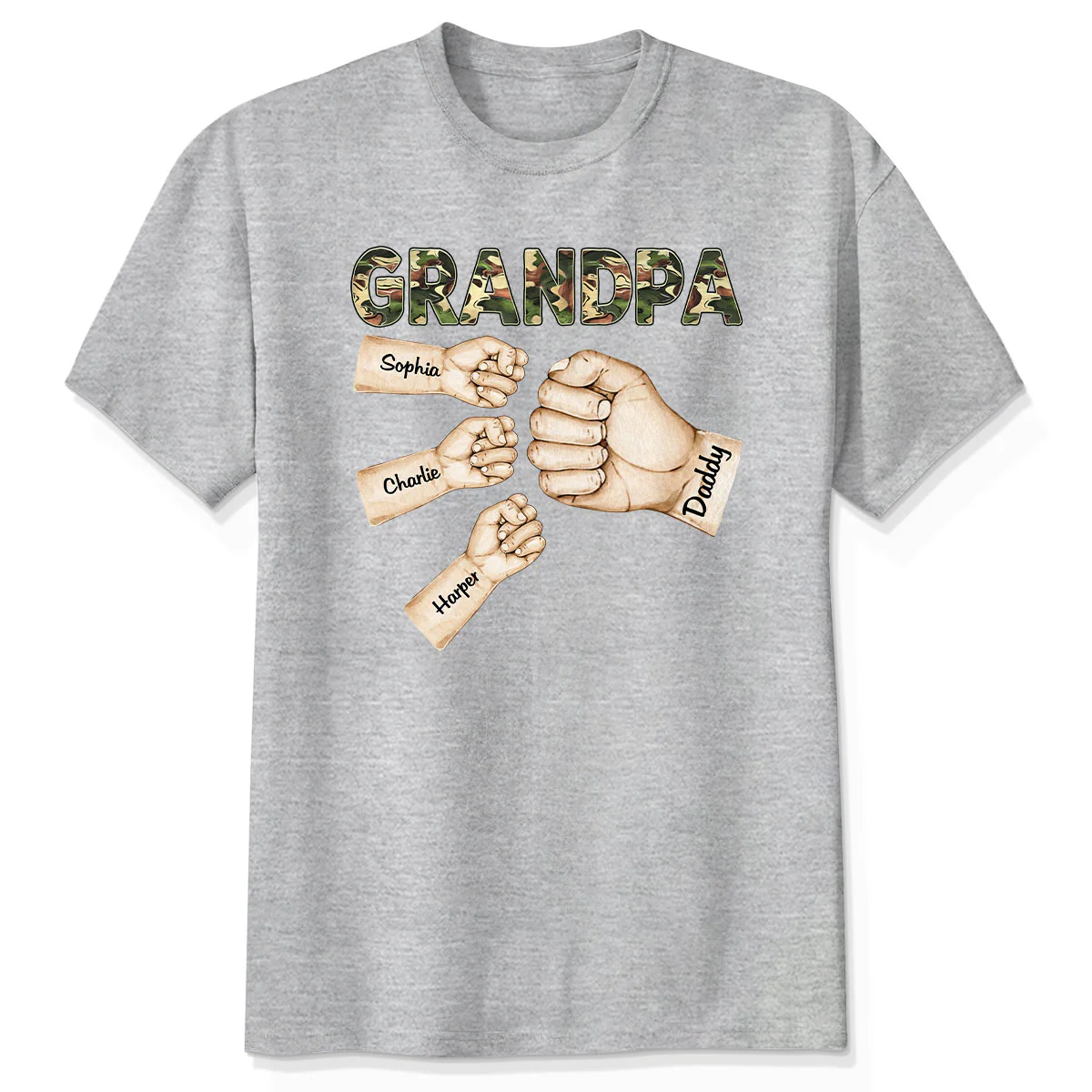 Camouflage Grandpa Dad Fist Bump Personalized Shirt