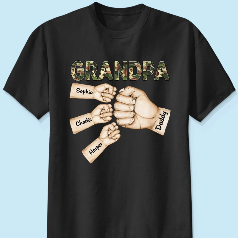 Camouflage Grandpa Dad Fist Bump Personalized Shirt - Image 10